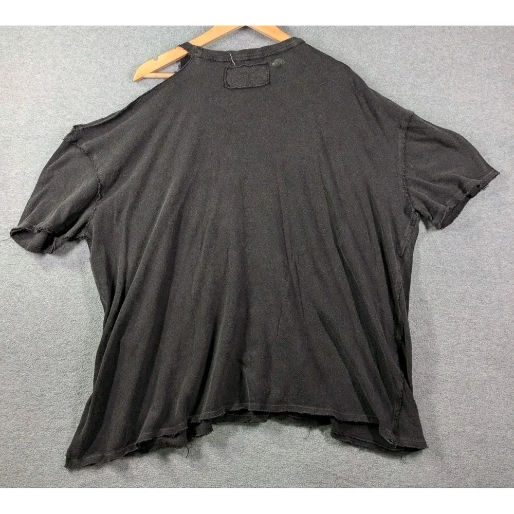 Free People We The Free Distressed Lagenlook Tee L Black Boho Tattered Grunge